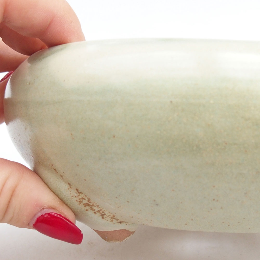 Keramická bonsai miska 14 x 14 x 6,5 cm, barva zelená