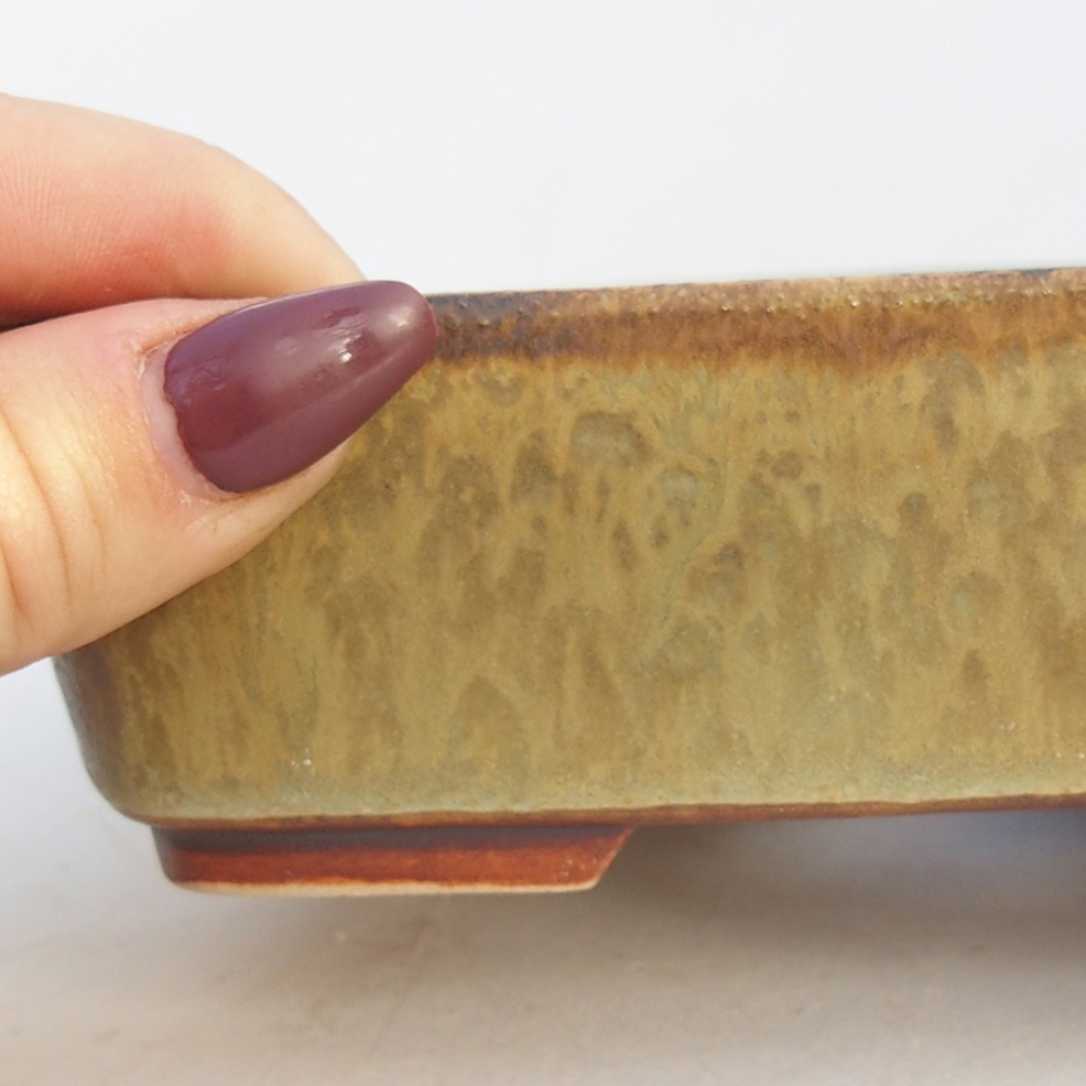 Keramická bonsai miska 14,5 x 12 x 4,5 cm, barva zelená