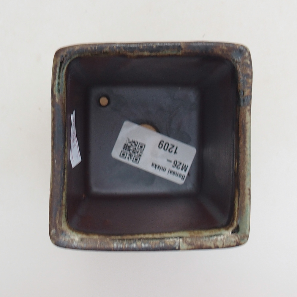 Keramická bonsai miska 7 x 7 x 9,5 cm, barva modrohnědá