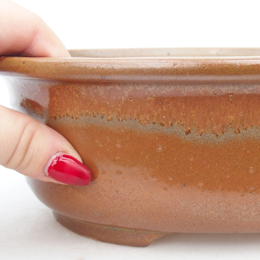 Keramická bonsai miska 23 x 19 x 7 cm, barva hnědá