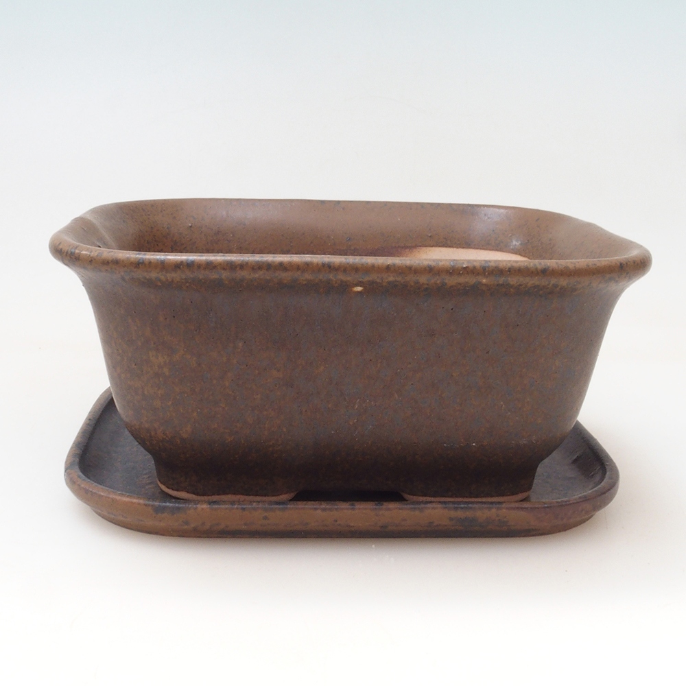 Bonsai miska + podmiska H38 - 12x10x5,5 cm. - hnědá