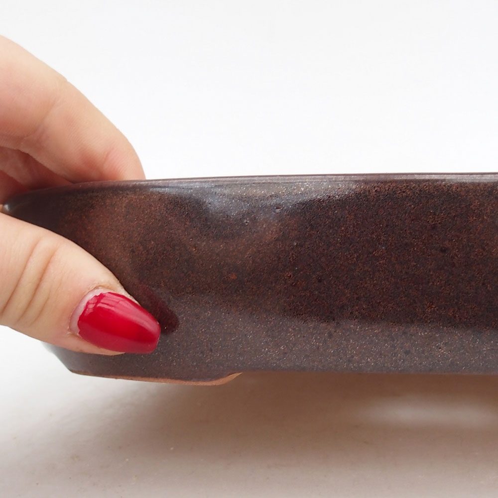 Keramická bonsai miska 22 x 17 x 4 cm, barva hnědá
