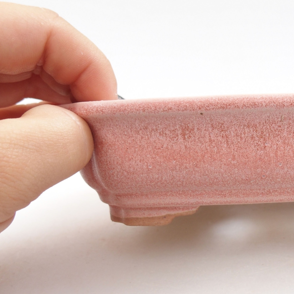 Keramická bonsai miska 14 x 10,5 x 4 cm, barva růžová