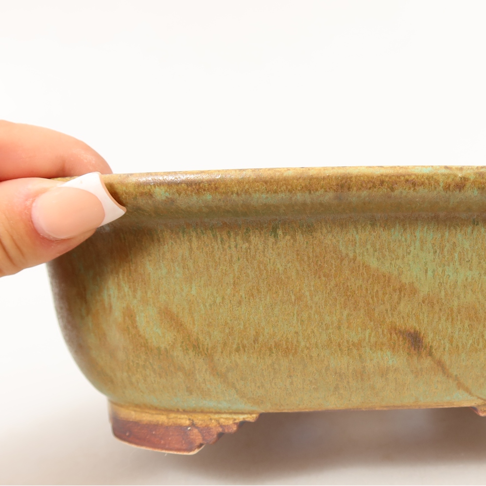 Keramická bonsai miska 20,5 x 16,5 x 7 cm, barva zelená