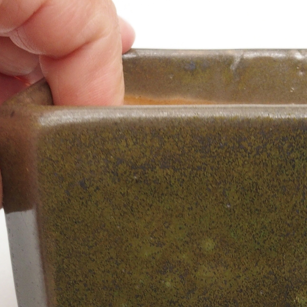 Keramická bonsai miska 9,5 x 9,5 x 7 cm, barva zelená
