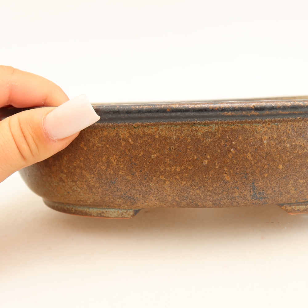 Keramická bonsai miska 22 x 17 x 5 cm, barva hnědá