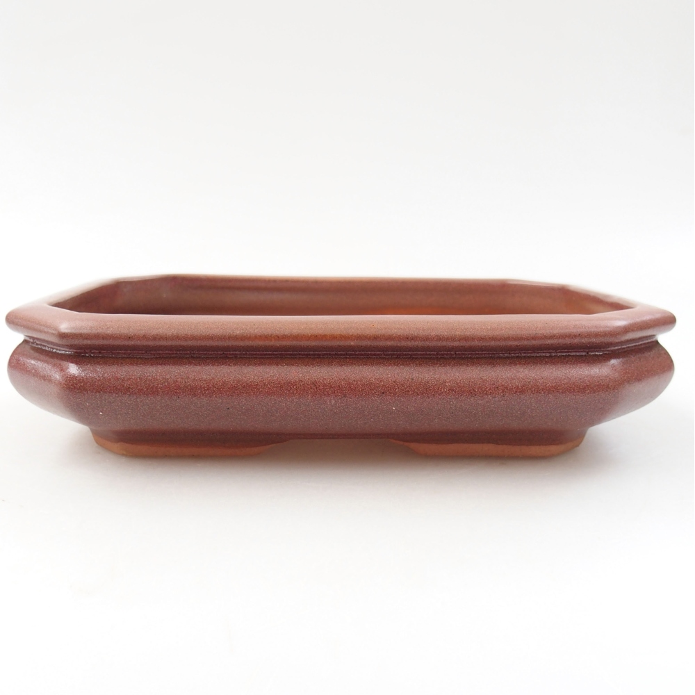 Keramická bonsai miska 18,5 x 13,5 x 4 cm, barva vínová