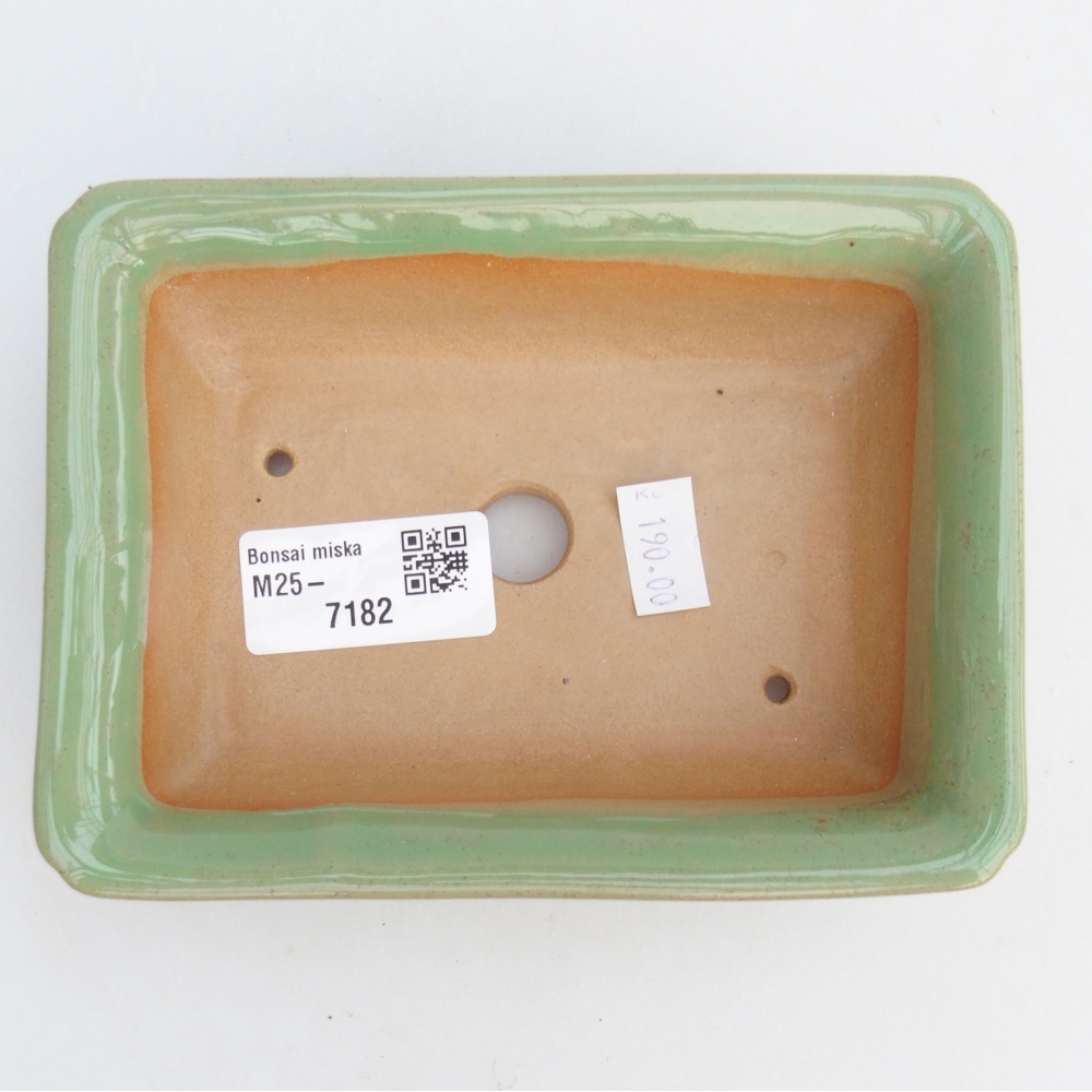 Keramická bonsai miska 14 x 10,5 x 4 cm, barva zelená