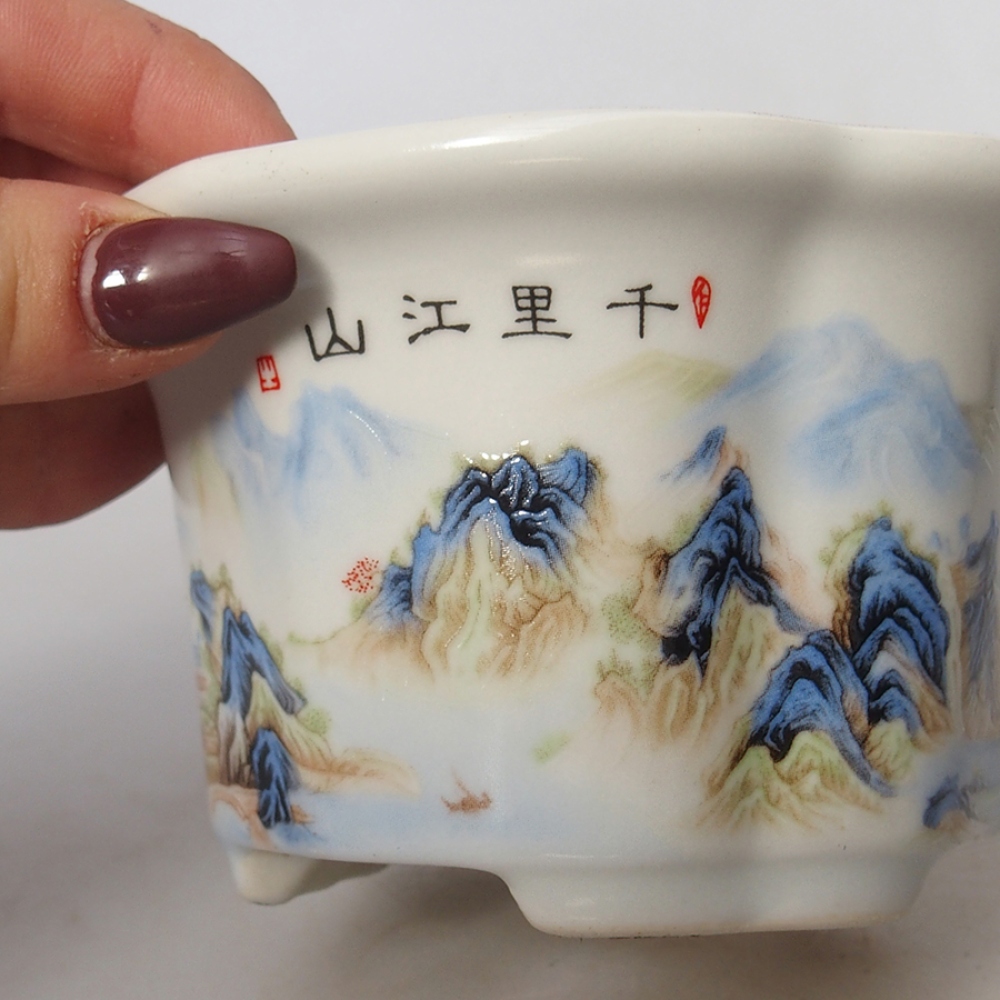 Keramická bonsai miska 11,5 x 11,5 x 6 cm, barva bílá
