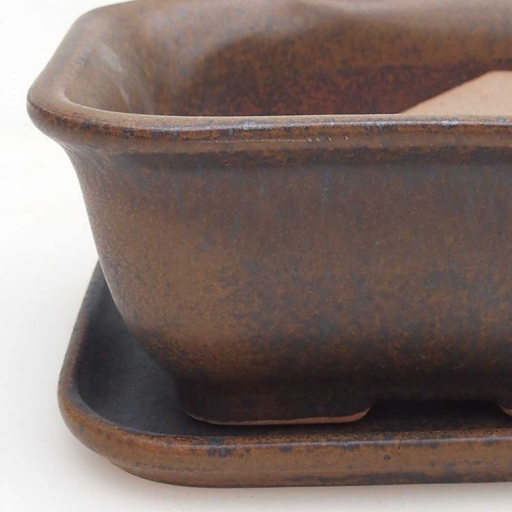 Bonsai miska + podmiska H38 - 12 x 10,5 x 5 cm. - hnědá