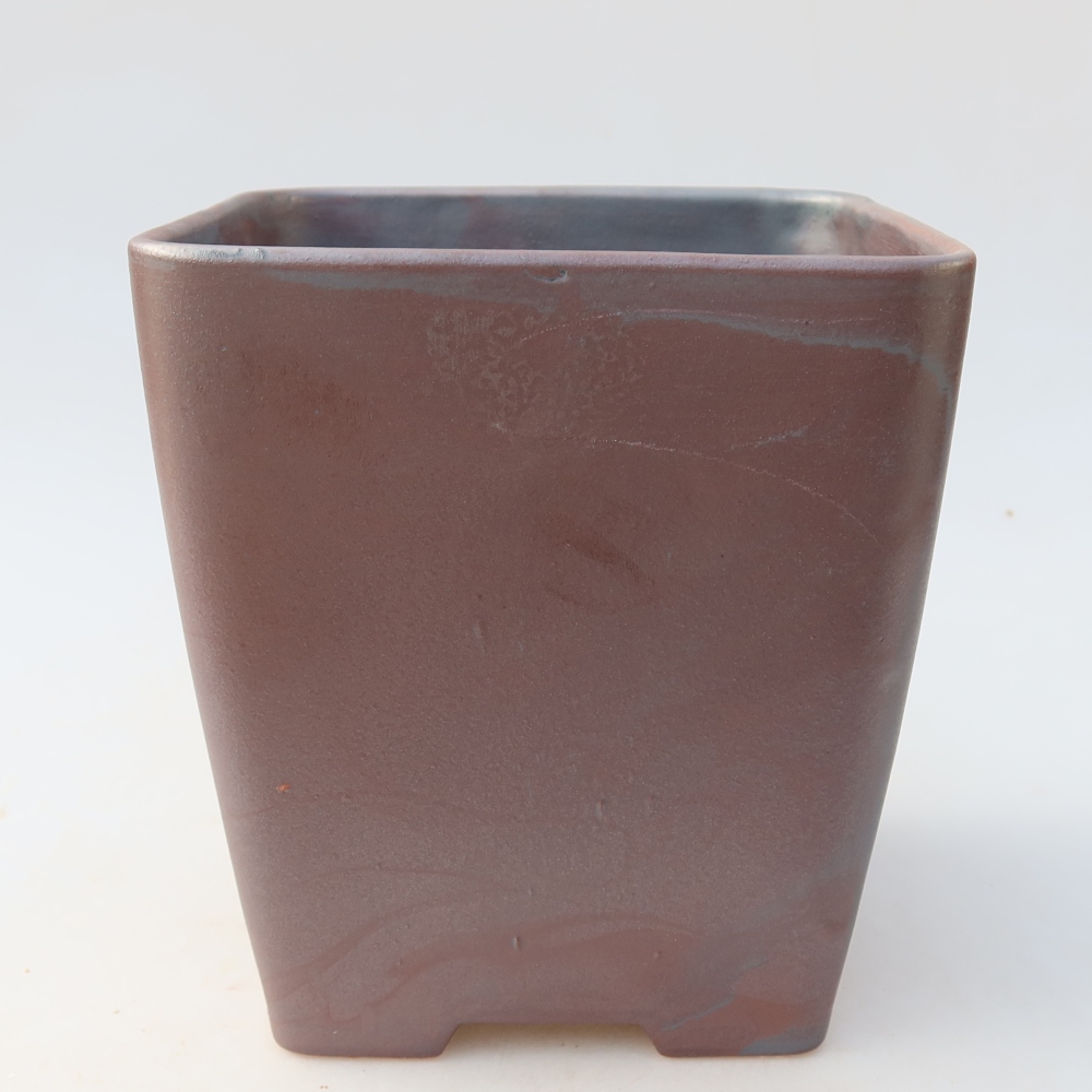 Keramická bonsai miska 13,5 x 13,5 x 15 cm, barva kovová