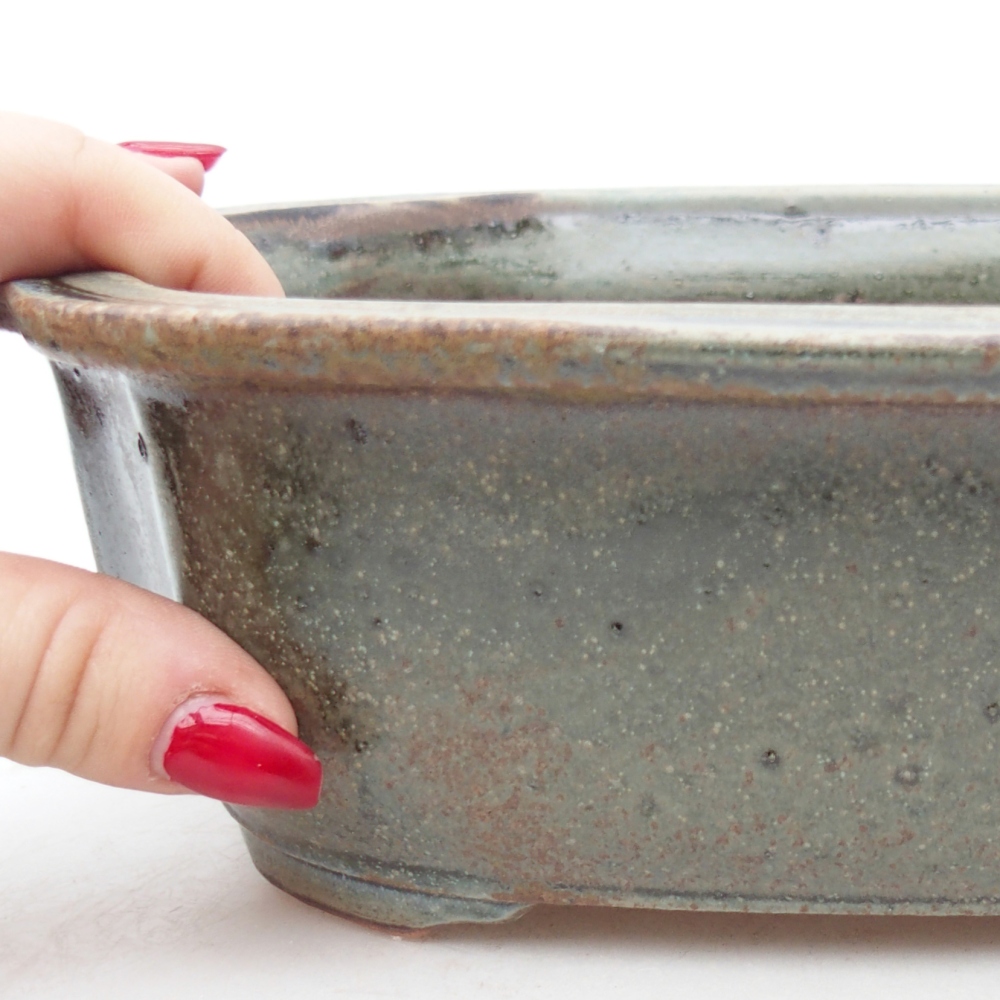 Keramická bonsai miska 25 x 21 x 7,5 cm, barva zelená