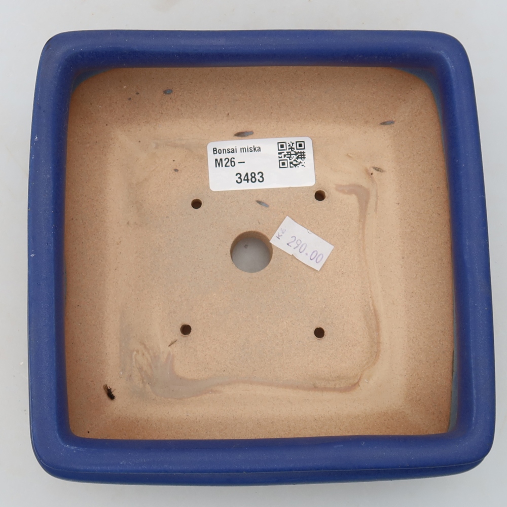 Keramická bonsai miska 15,5 x 15,5 x 6 cm, barva modrá