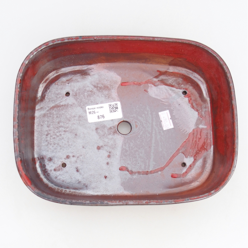 Keramická bonsai miska 23 x 18 x 5,5 cm, barva červená