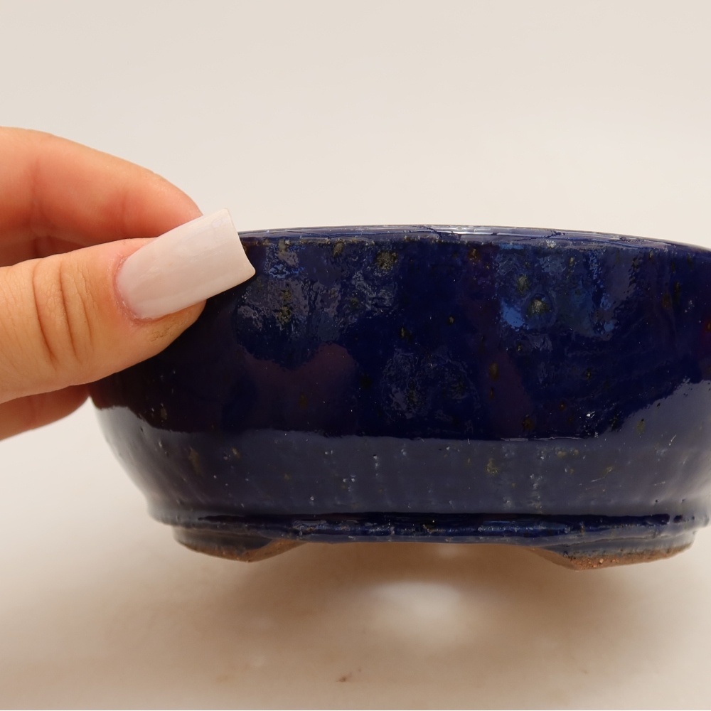 Keramická bonsai miska 13,5 x 13,5 x 5 cm, barva modrá