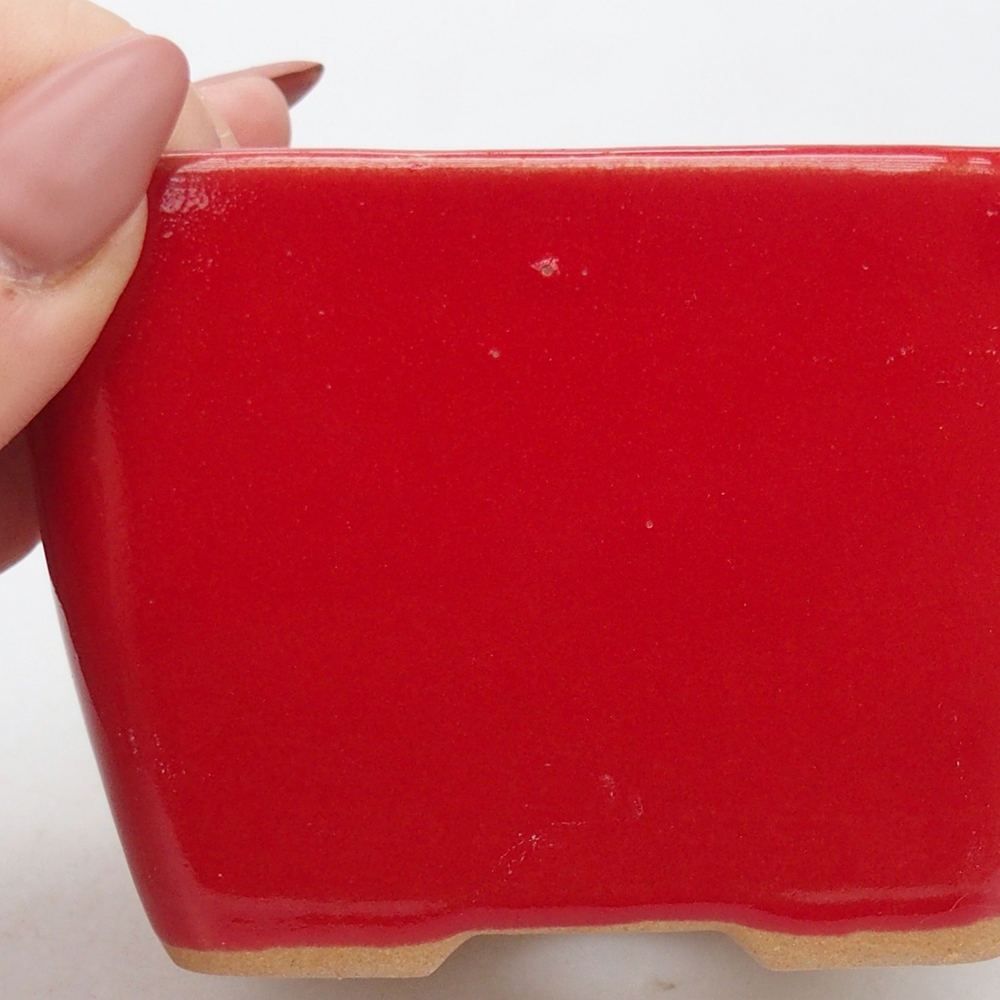 Keramická bonsai miska 8,5 x 8,5  x 6 cm, barva červená