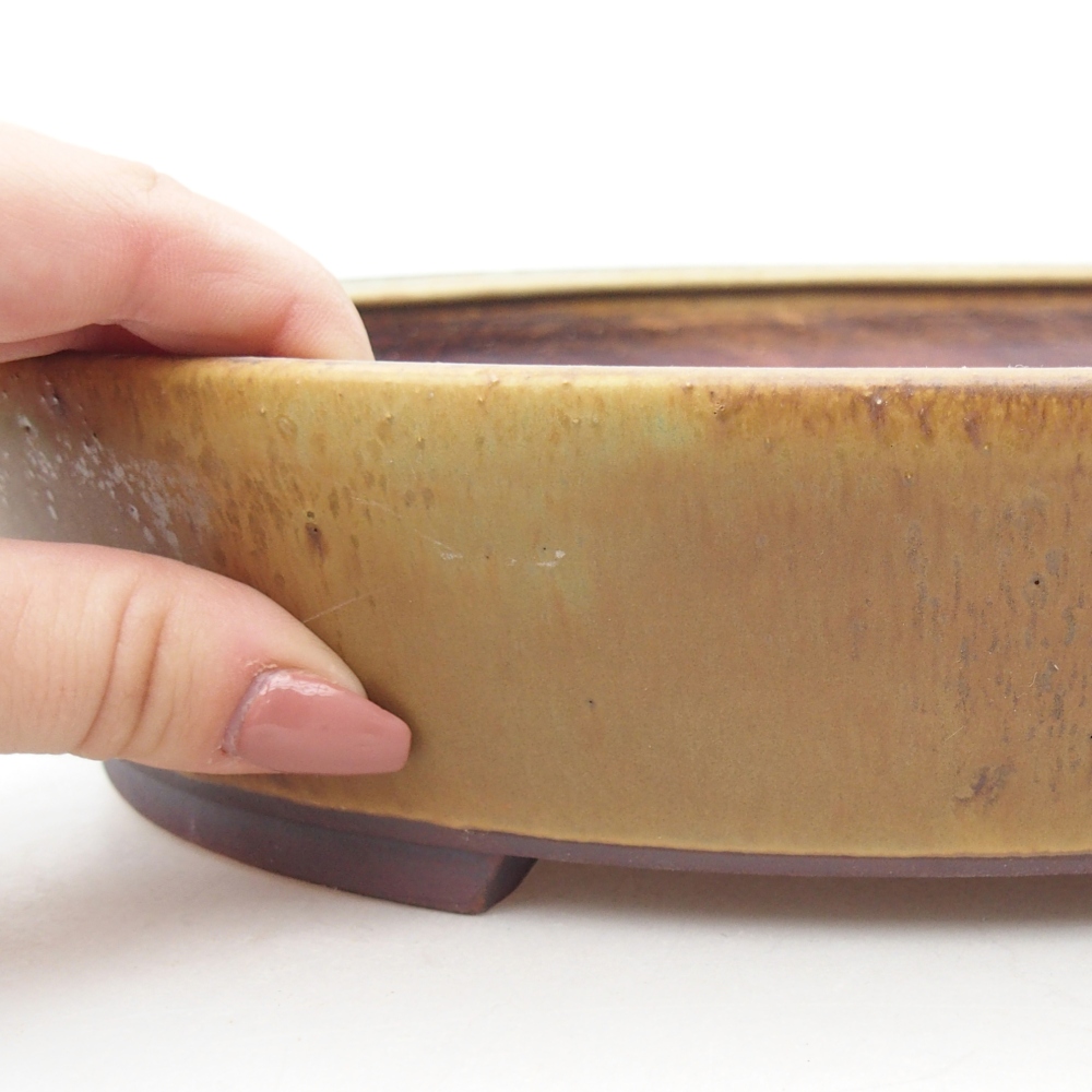 Keramická bonsai miska 28 x 24,5 x 6 cm, barva zelená