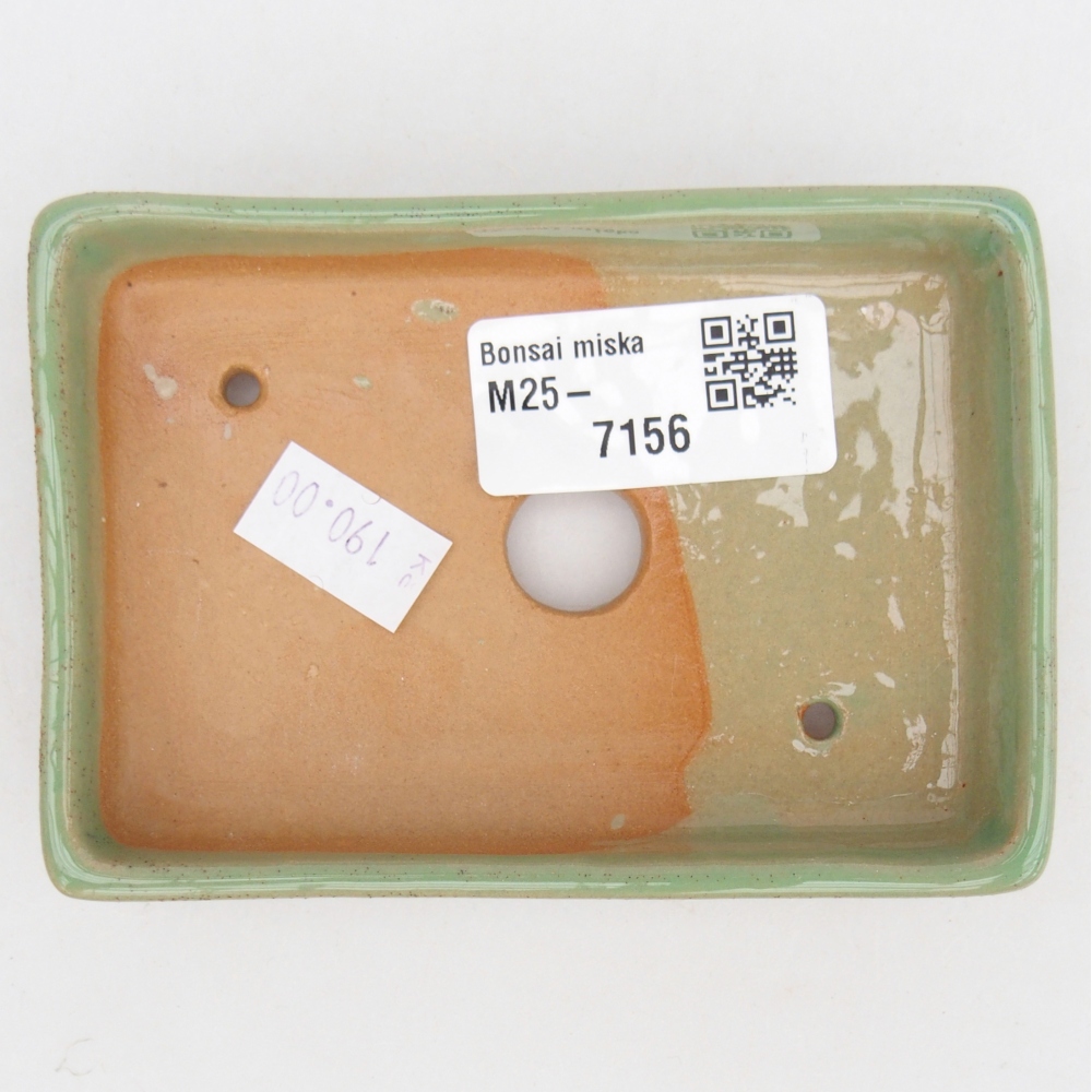 Keramická bonsai miska 10,5 x 7 x 2 cm, barva zelená