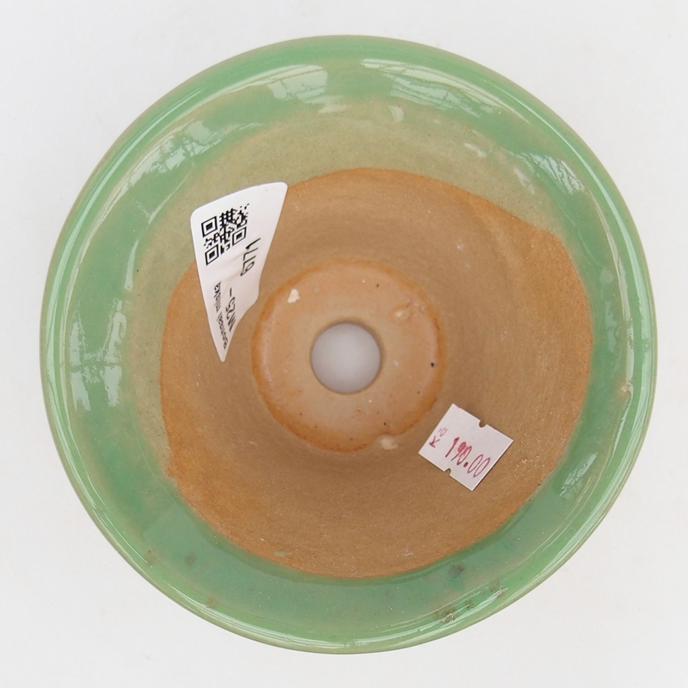 Keramická bonsai miska 10,5 x 10,5  x 7 cm, barva zelená