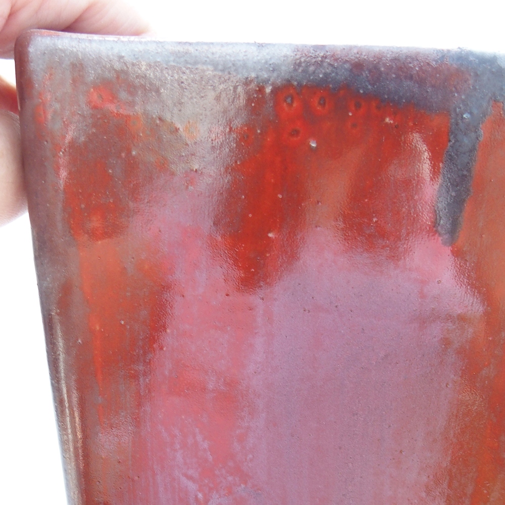 Keramická bonsai miska 15 x 15 x 19 cm, barva červená