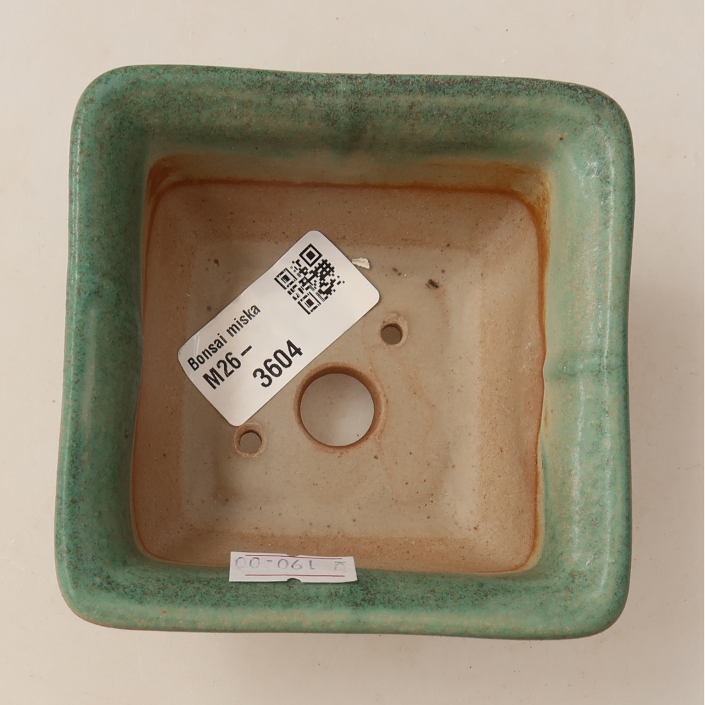 Keramická bonsai miska 9,5 x 9,5 x 5,5 cm, barva zelená
