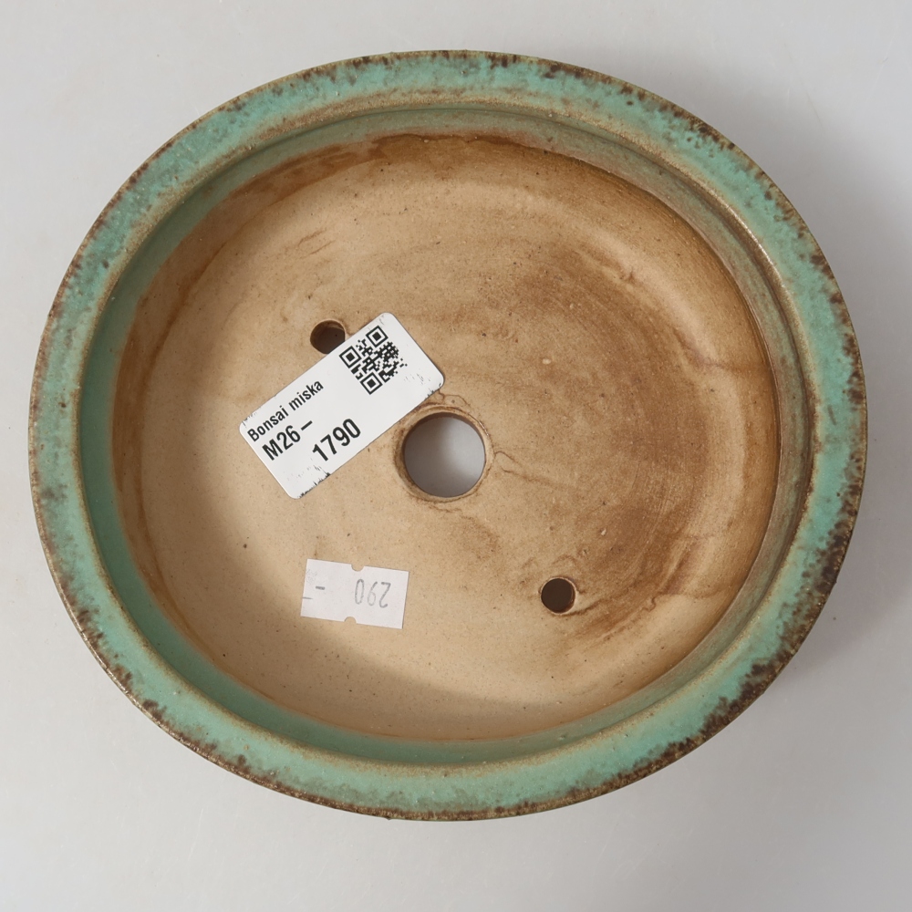 Keramická bonsai miska 15,5 x 14,5 x 4 cm, barva zelená