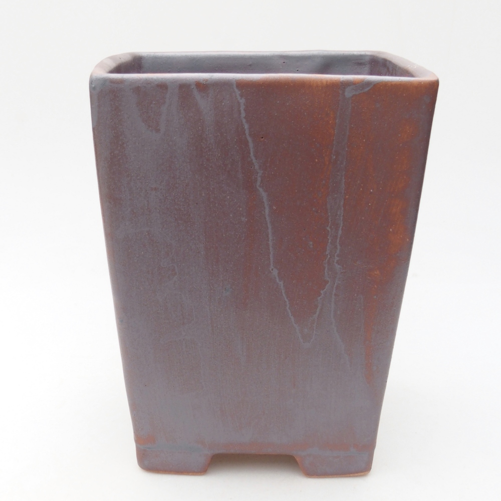 Keramická bonsai miska 15 x 15 x 19,5 cm, barva kovová