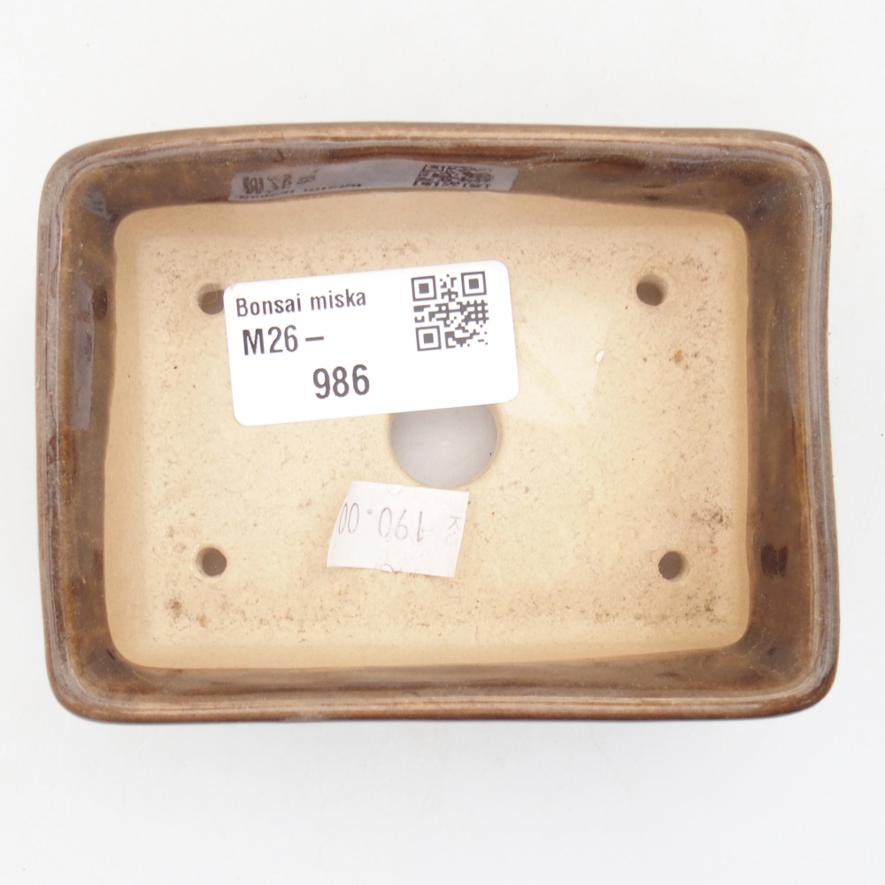 Keramická bonsai miska 10 x 7 x 3,5 cm, barva hnědá