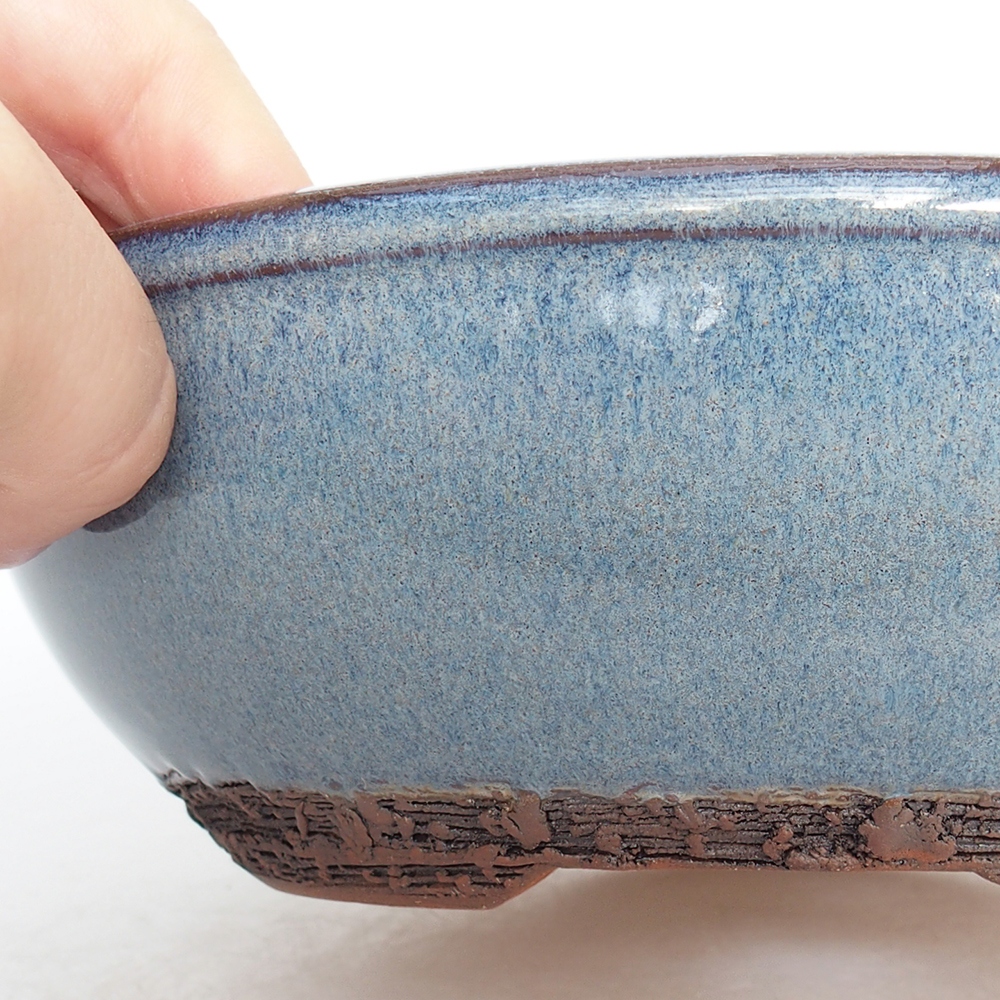 Keramická bonsai miska 19,5 x 19,5 x 6 cm, barva modrá