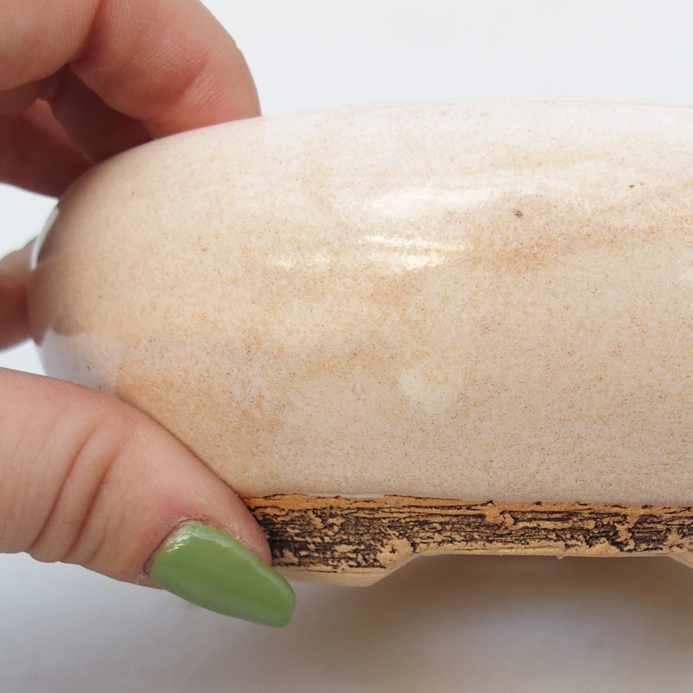 Keramická bonsai miska 14,5 x 14,5 x 5,5 cm, barva béžová