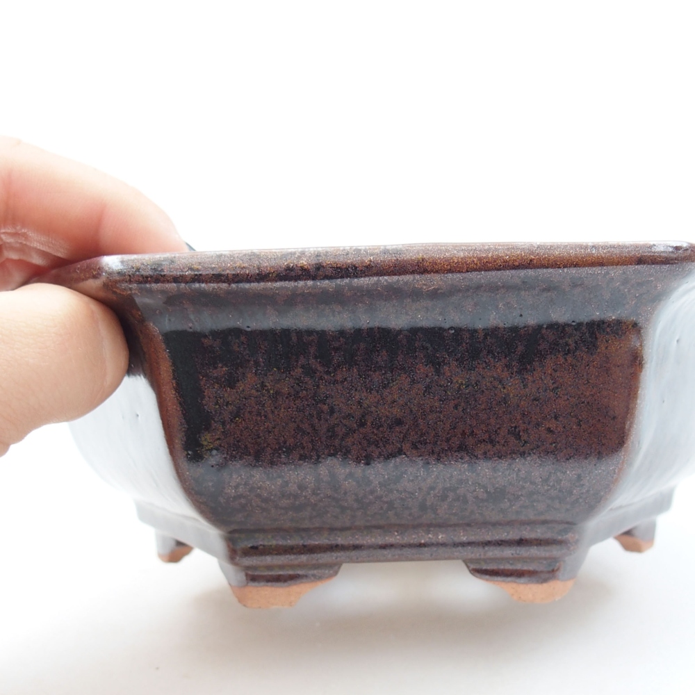 Keramická bonsai miska 17 x 15 x 6 cm, barva hnědá