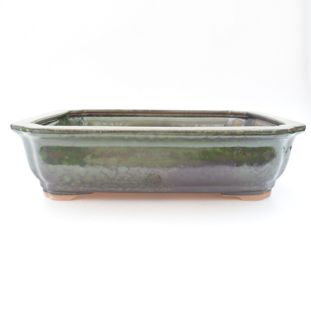 Keramická bonsai miska 27,5 x 21,5 x 7 cm, barva zelená