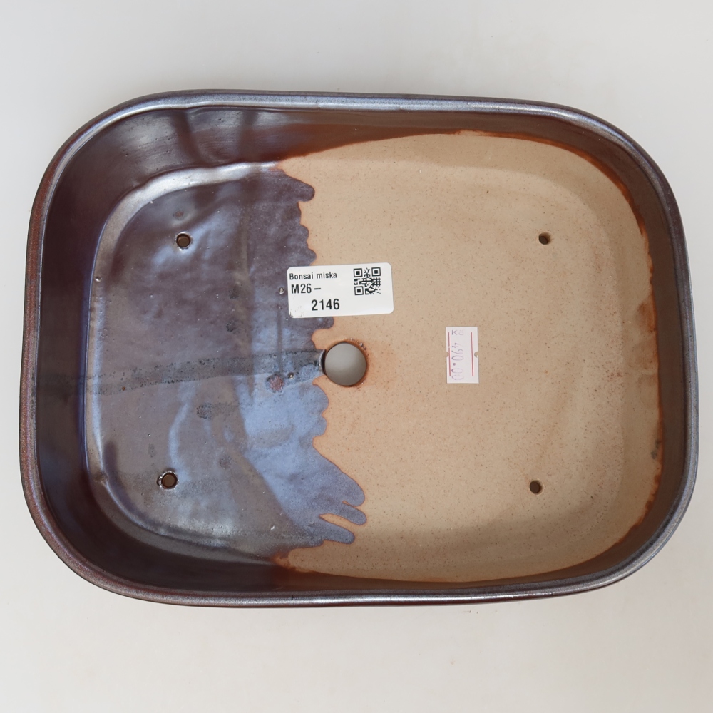 Keramická bonsai miska 23 x 18 x 5,5 cm, barva vínová