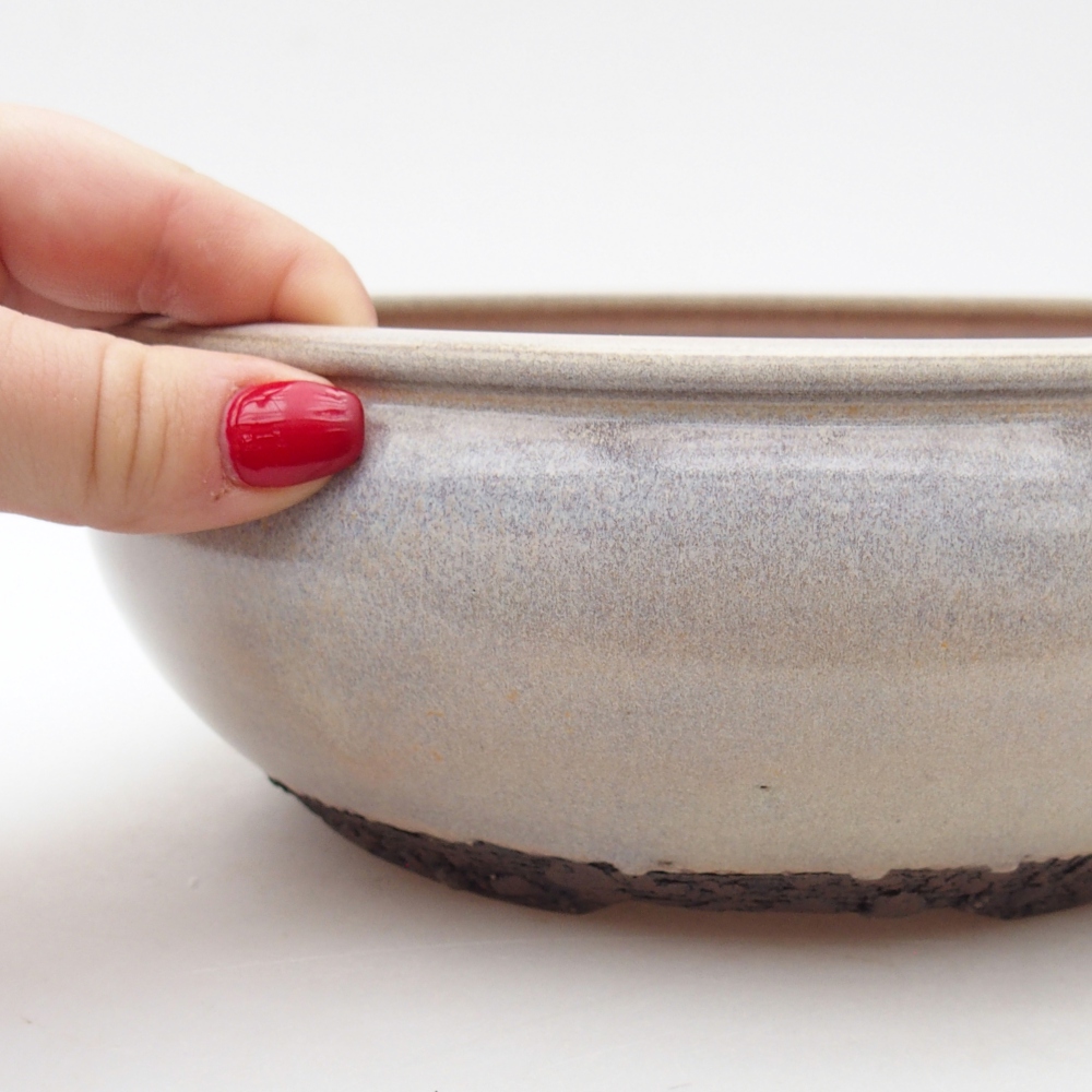 Keramická bonsai miska 20 x 20 x 7,5 cm, barva béžová