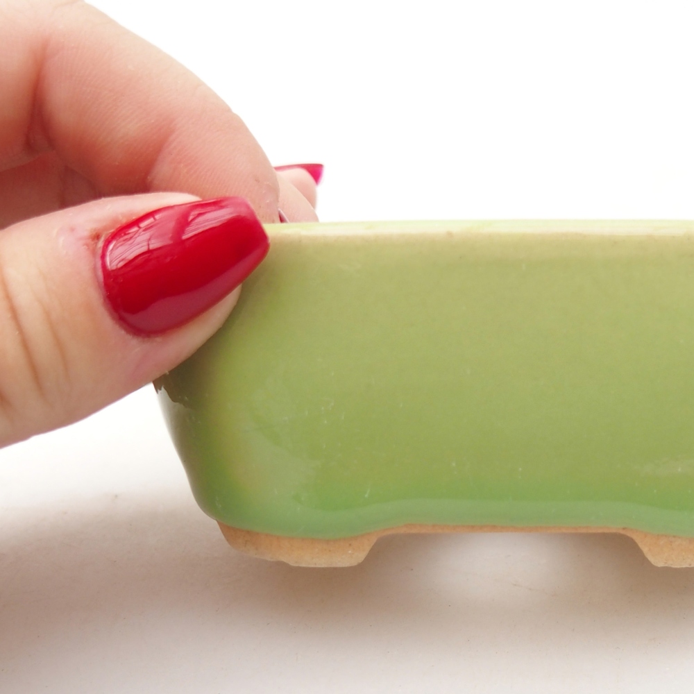 Keramická bonsai miska 8,5 x 7 x 3,5 cm, barva zelená