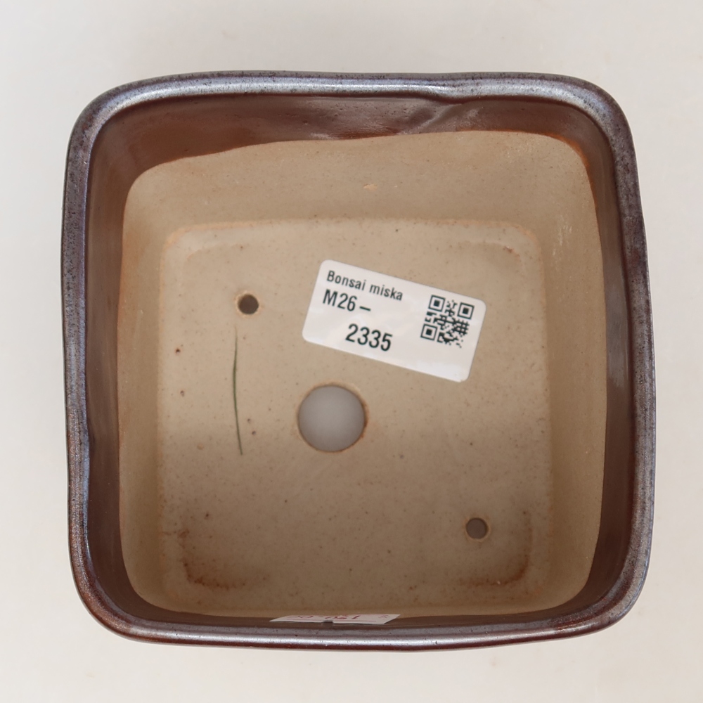 Keramická bonsai miska 10,5 x 10,5 x 8,5 cm, barva hnědá