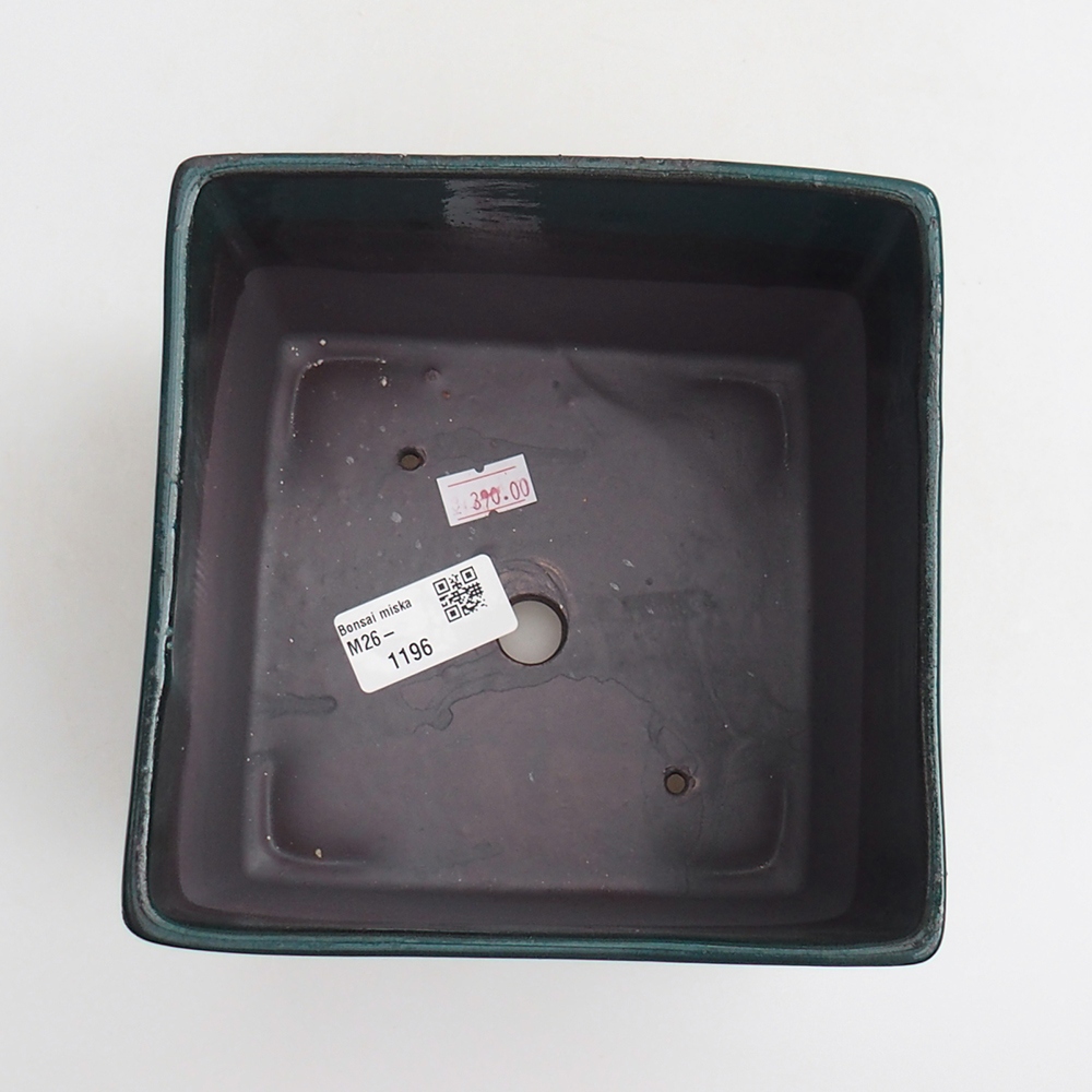 Keramická bonsai miska 15 x 15 x 10,5 cm, barva zelená