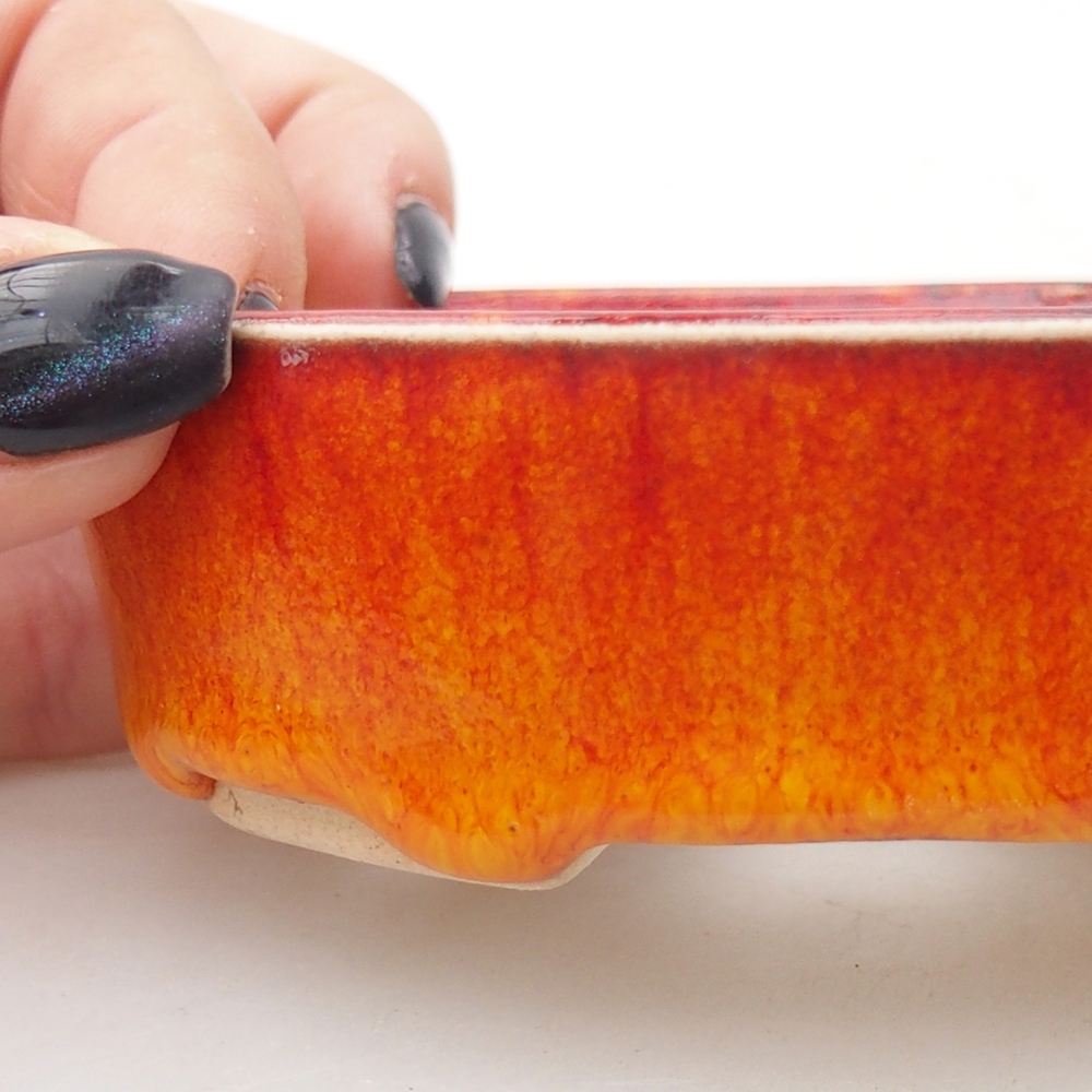 Mini bonsai miska 9,5 x 8,5 x 3 cm, barva oranžová