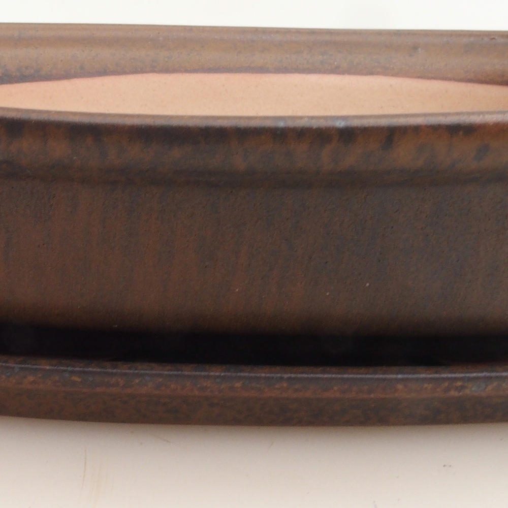Bonsai miska + podmiska H25 - 23 x 17 x 5,5 cm. - hnědá