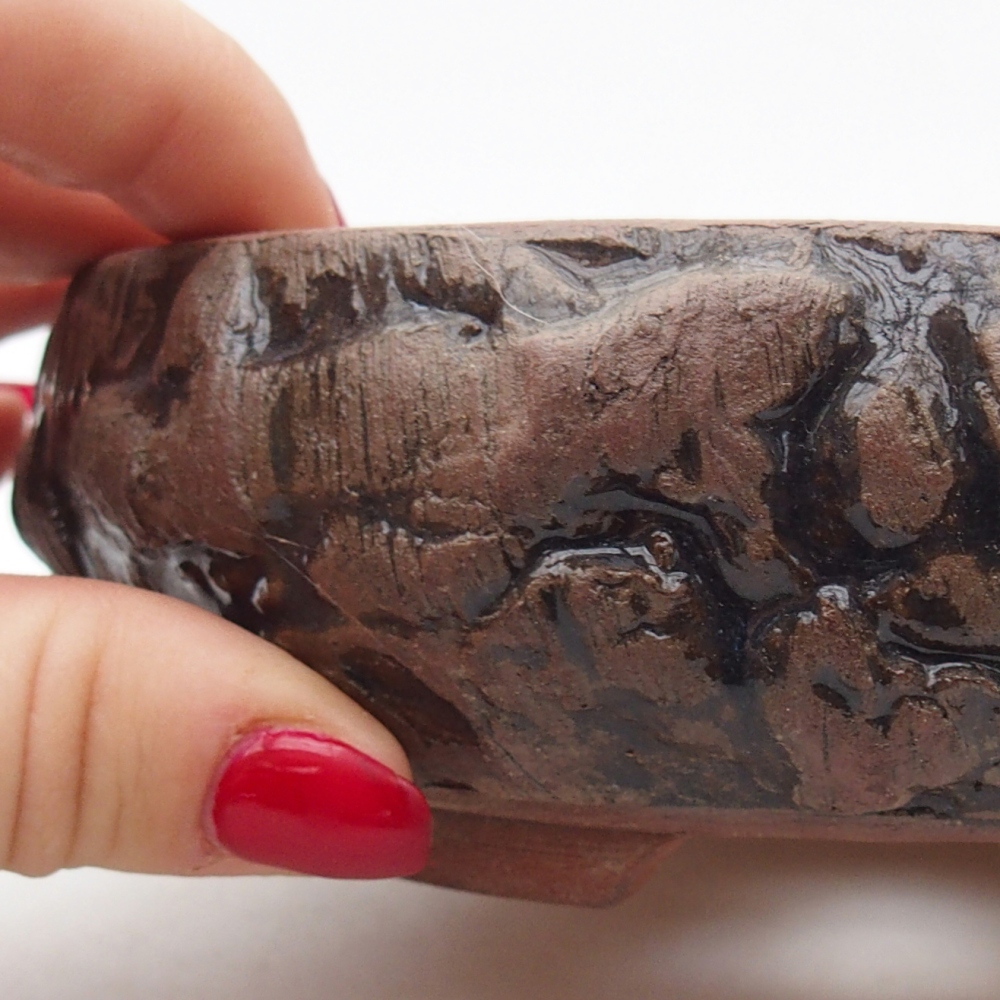 Keramická bonsai miska 14,5 x 14,5 x 5 cm, barva hnědá