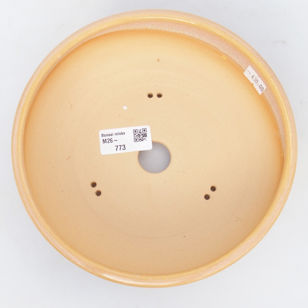 Keramická bonsai miska 19,5 x 19,5 x 6 cm, barva hnědožlutá