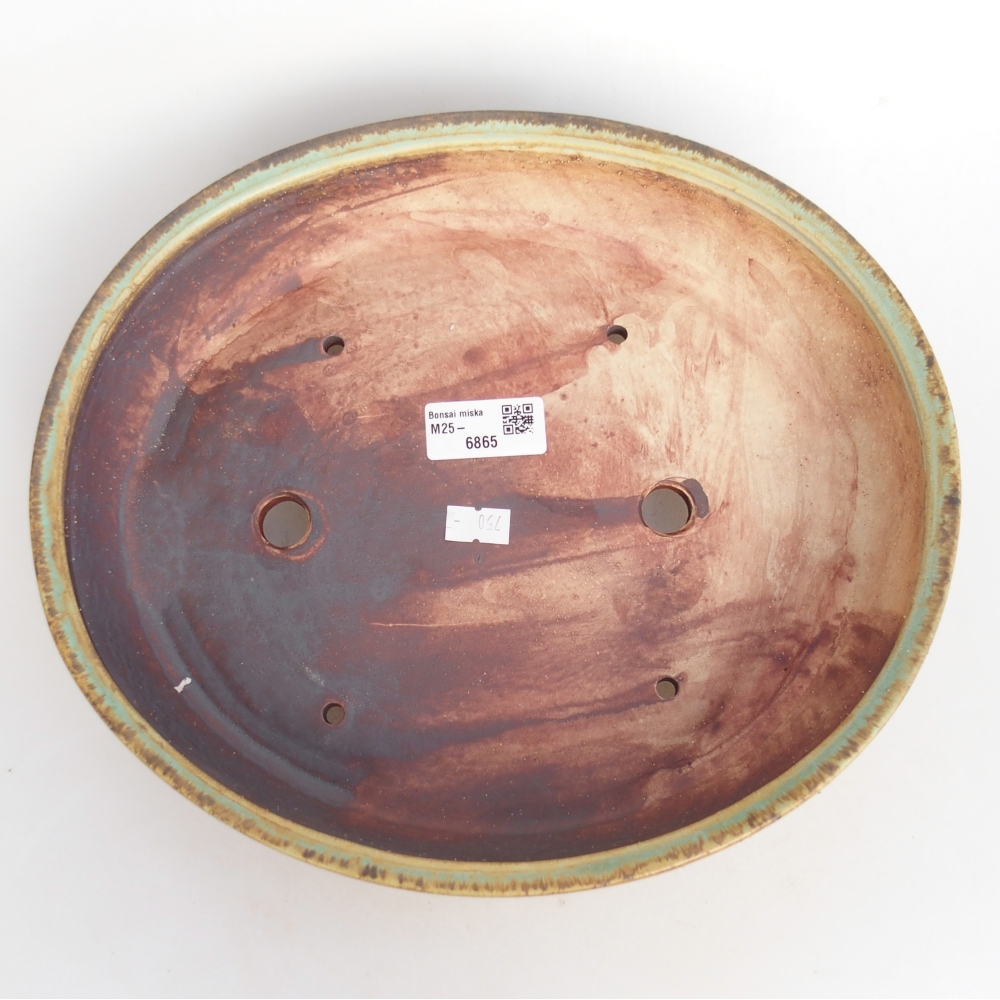Keramická bonsai miska 28 x 24 x 6 cm, barva zelená