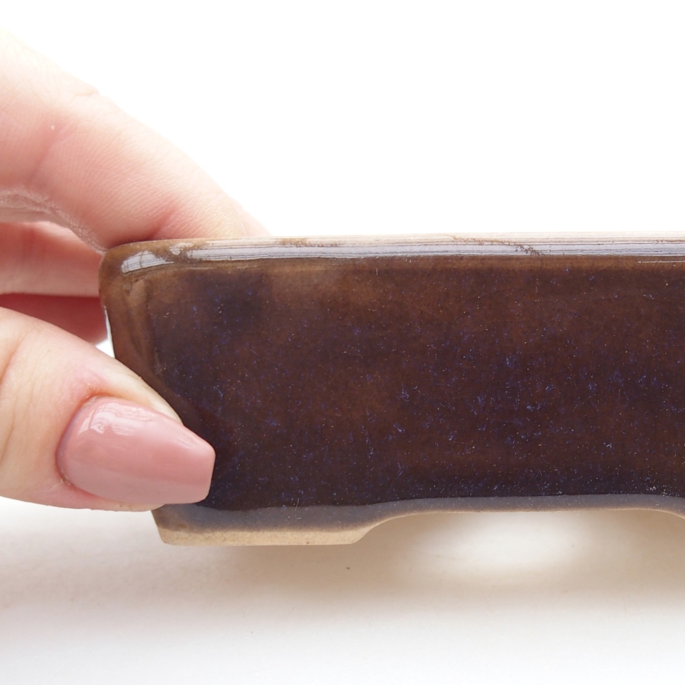 Keramická bonsai miska 10 x 7 x 3,5 cm, barva hnědá