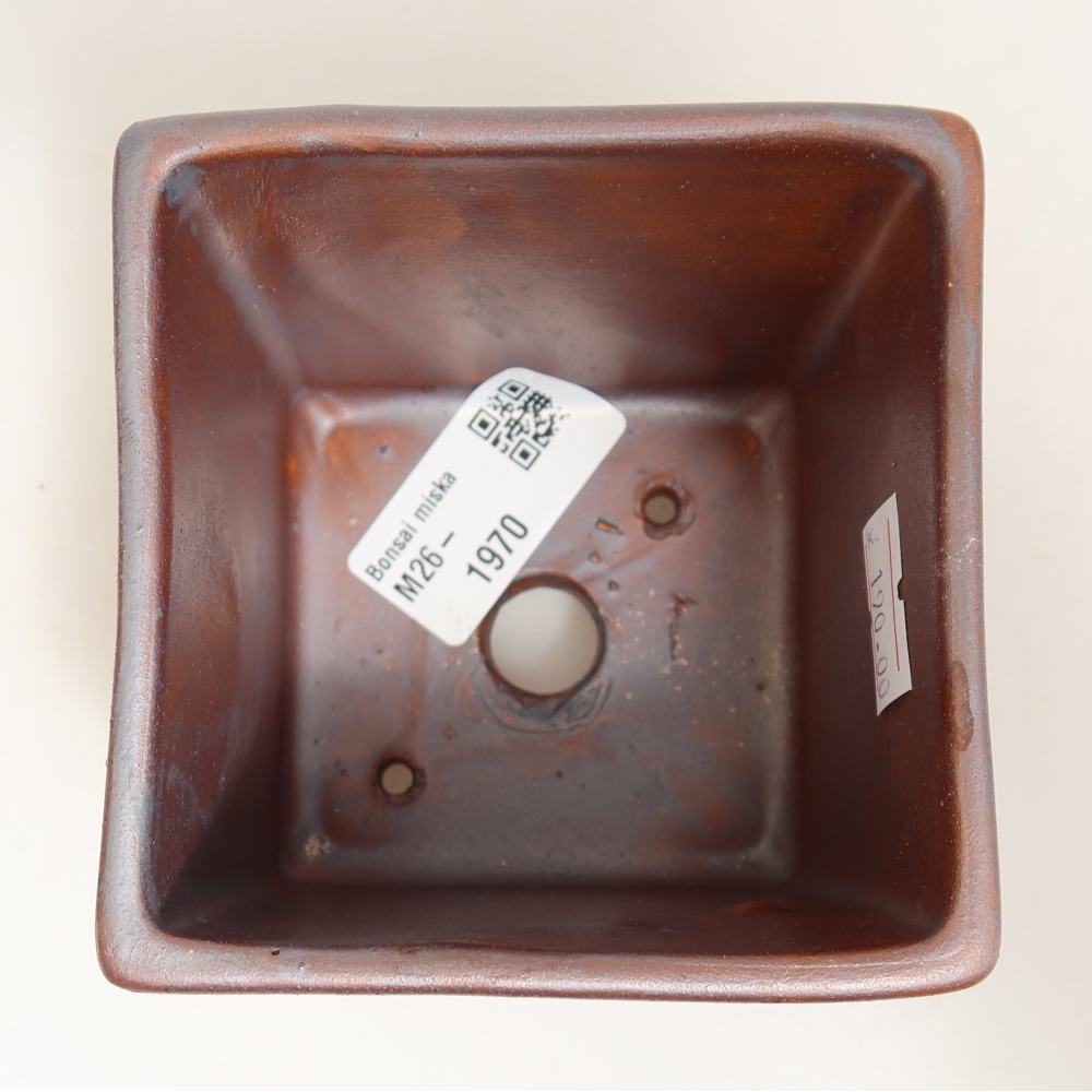 Keramická bonsai miska 9 x 9 x 8,5 cm, barva kovová