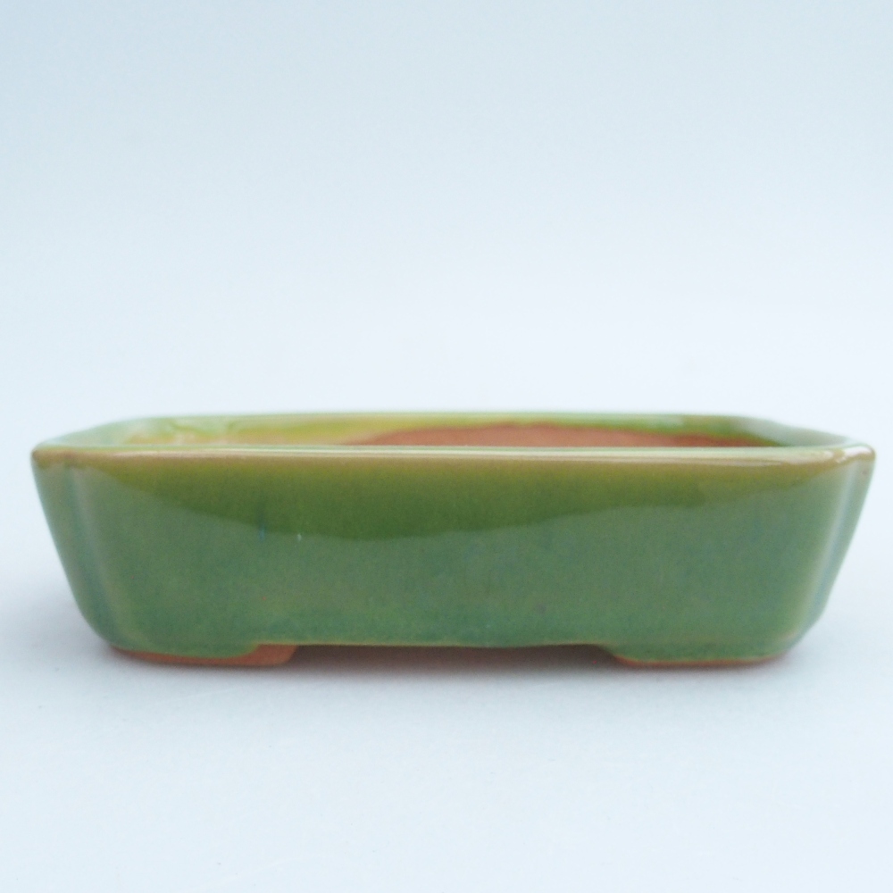 Keramická bonsai miska 12 x 9 x 3 cm, barva zelená
