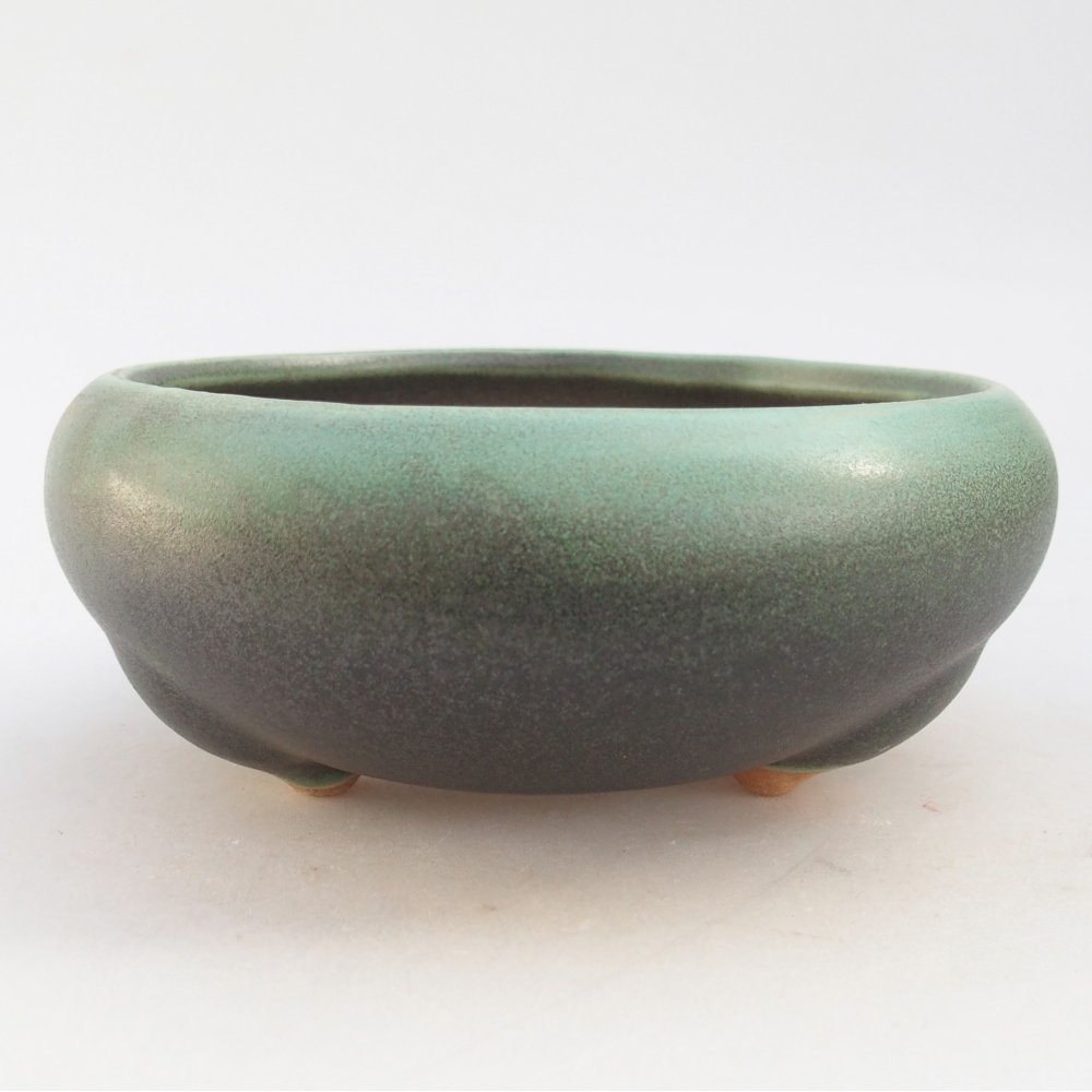 Keramická bonsai miska 14,5 x 14,5 x 7 cm, barva zelená