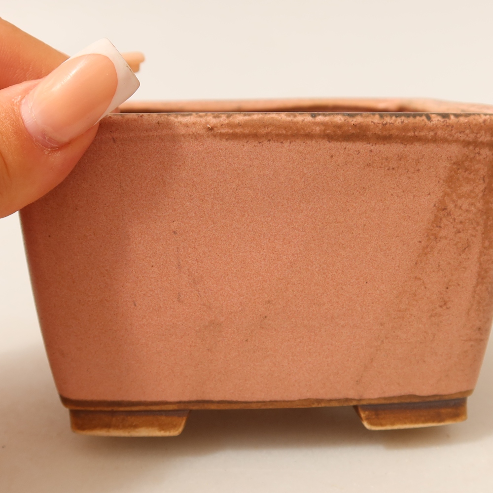 Keramická bonsai miska 10,5 x 10,5 x 7 cm, barva růžová