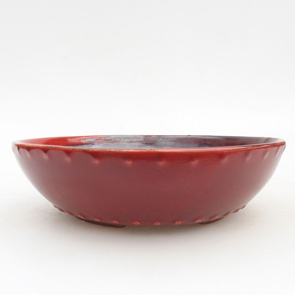 Keramická bonsai miska 17,5 x 17,5 x 4,5 cm, barva červená