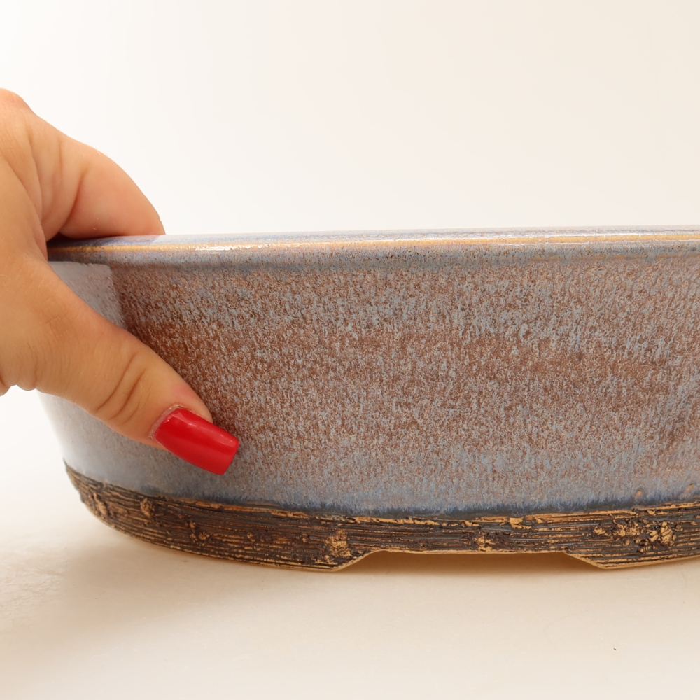 Keramická bonsai miska 31 x 31 x 8 cm, barva modrá