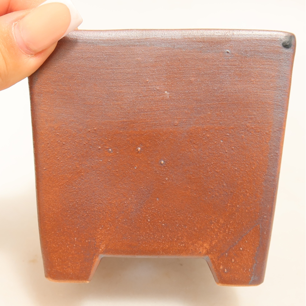 Keramická bonsai miska 9 x 9 x 8,5 cm, barva kovová